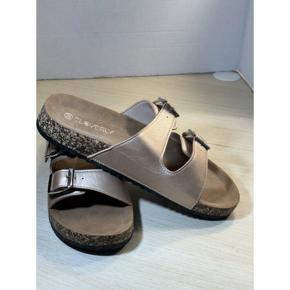Cloverly Sandals Womens 10 Two Strap Slides Gold  Open Toe Worn Once
